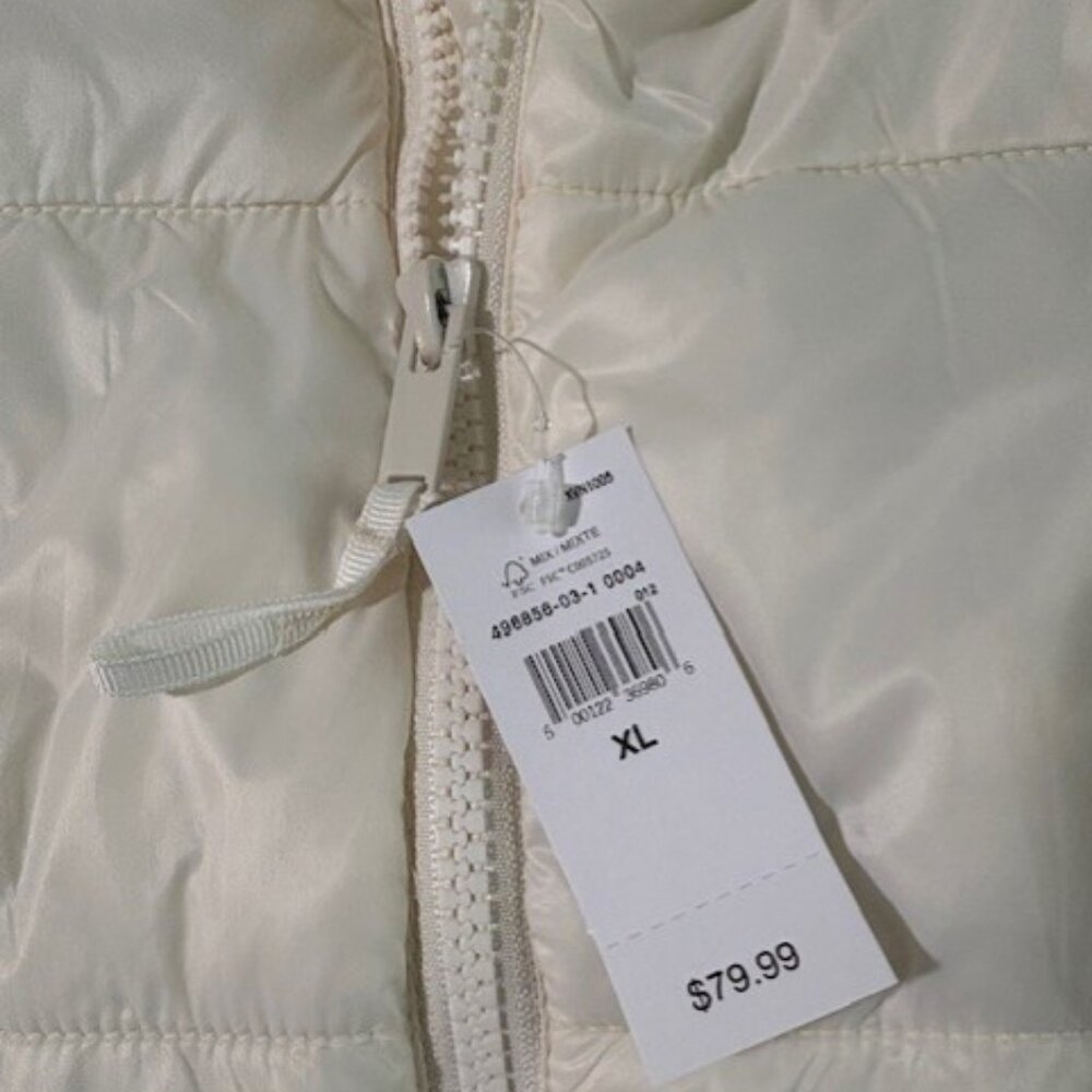 GAP Cold Control Puffer Jacket Women's XL Ivory Cream Frost Water Resistant NWT - Picture 5 of 8